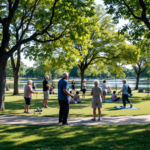 Idosos praticando esporte em parque