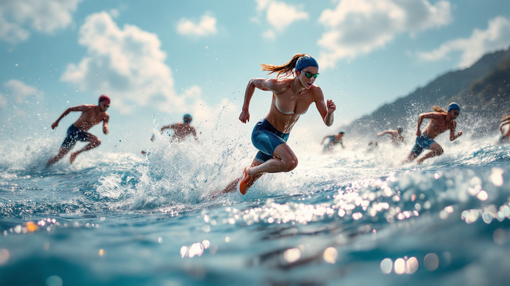 People doing aerobic activities like running, swimming, and cycling
